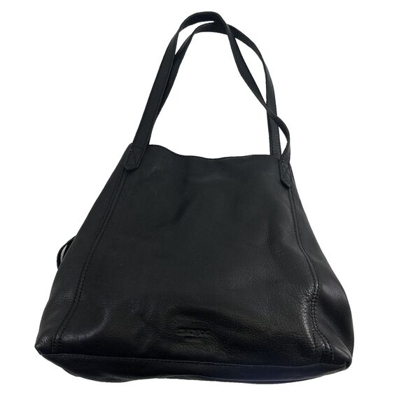 Margot Marcy Tote Purse Soft Black Pebbled Leather 3 Compartment Slouch Zip Snap - Picture 1 of 16
